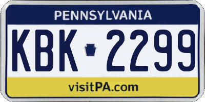 PA license plate KBK2299