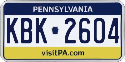 PA license plate KBK2604