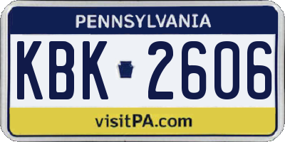 PA license plate KBK2606