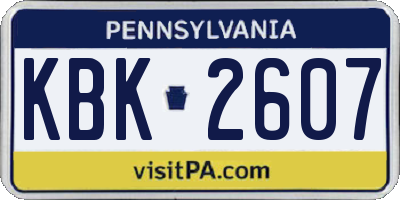 PA license plate KBK2607