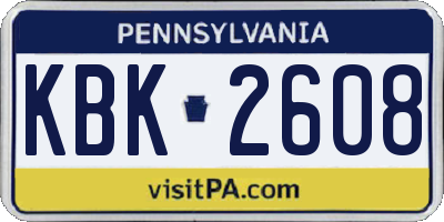 PA license plate KBK2608