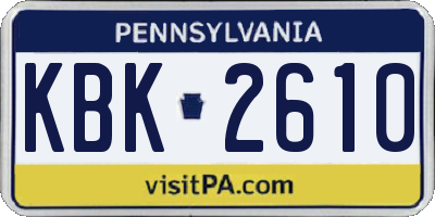 PA license plate KBK2610