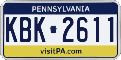 PA license plate KBK2611