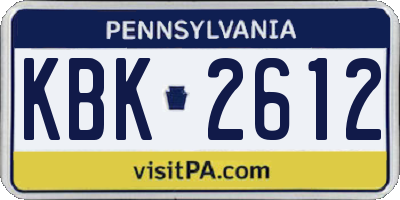PA license plate KBK2612