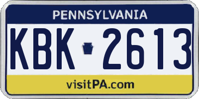 PA license plate KBK2613
