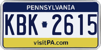 PA license plate KBK2615