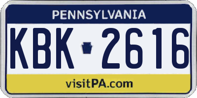 PA license plate KBK2616