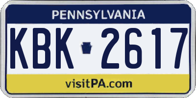 PA license plate KBK2617