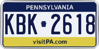 PA license plate KBK2618