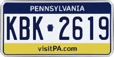 PA license plate KBK2619