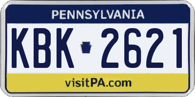 PA license plate KBK2621
