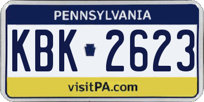 PA license plate KBK2623