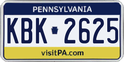 PA license plate KBK2625