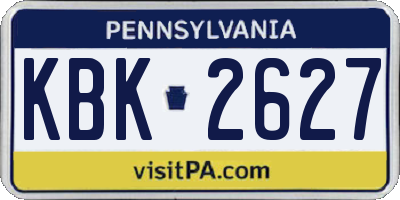 PA license plate KBK2627