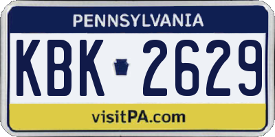 PA license plate KBK2629