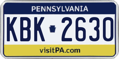 PA license plate KBK2630