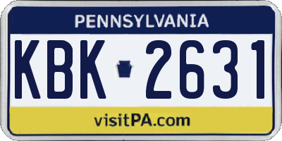 PA license plate KBK2631