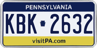 PA license plate KBK2632
