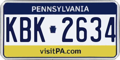 PA license plate KBK2634