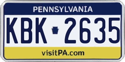PA license plate KBK2635