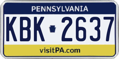 PA license plate KBK2637