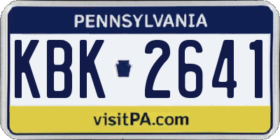 PA license plate KBK2641
