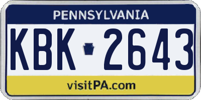 PA license plate KBK2643