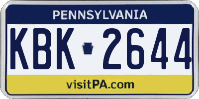 PA license plate KBK2644