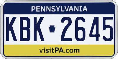PA license plate KBK2645