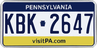 PA license plate KBK2647