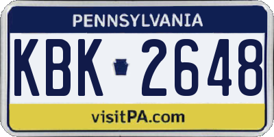 PA license plate KBK2648