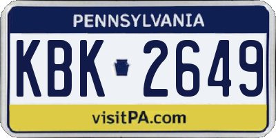 PA license plate KBK2649