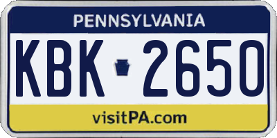PA license plate KBK2650