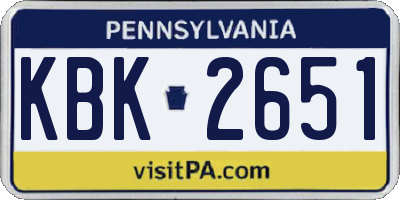 PA license plate KBK2651