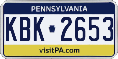 PA license plate KBK2653
