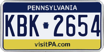 PA license plate KBK2654