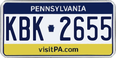 PA license plate KBK2655