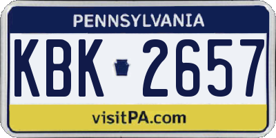 PA license plate KBK2657