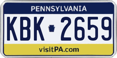 PA license plate KBK2659