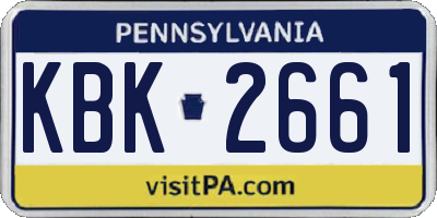 PA license plate KBK2661