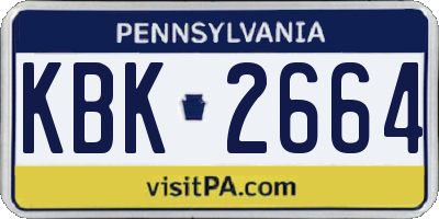 PA license plate KBK2664