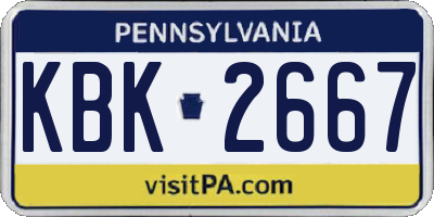 PA license plate KBK2667