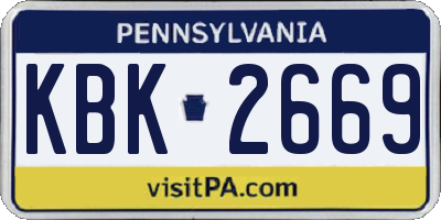 PA license plate KBK2669