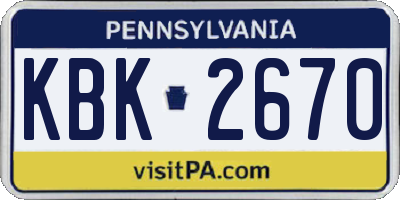 PA license plate KBK2670