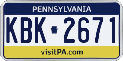 PA license plate KBK2671