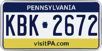 PA license plate KBK2672