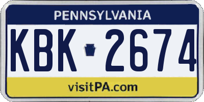 PA license plate KBK2674