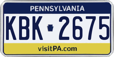 PA license plate KBK2675