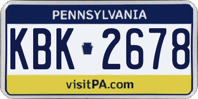 PA license plate KBK2678