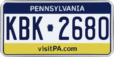 PA license plate KBK2680